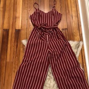 Striped red jumpsuit